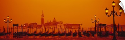 Gondolas moored at a dock, San Giorgio Maggiore, Venice, Italy