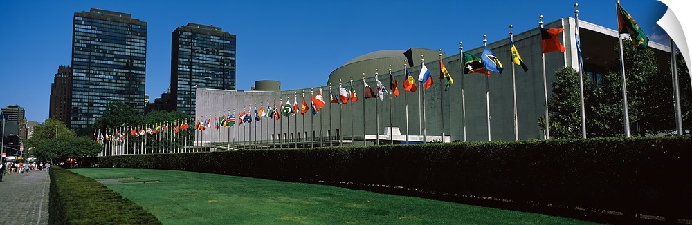 Government building in a city, United Nations Building, Central Park, Manhattan, New York City, New York State,