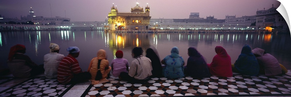 Group of people at a temple Golden Temple Amritsar Punjab India