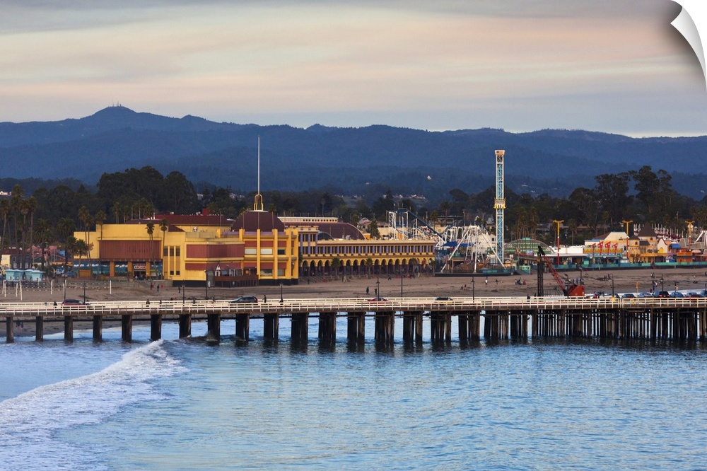 Harbor and Municipal Wharf at dusk, Santa Cruz, California