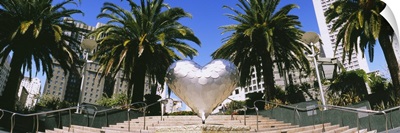 Heart shape sculpture on the steps, Union Square, San Francisco, California