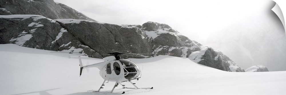Helicopter on a glacier Milford Sound Fjordland National Park South Island New Zealand