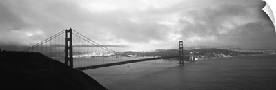 High angle view of a bridge across the sea, Golden Gate Bridge, San Francisco, California