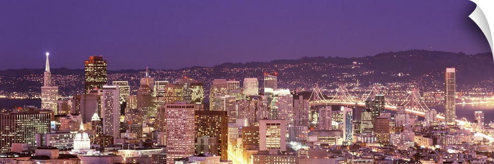 High angle view of a city at dusk San Francisco California