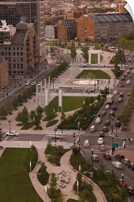 High angle view of a city, Atlantic Avenue Greenway, Boston, Massachusetts