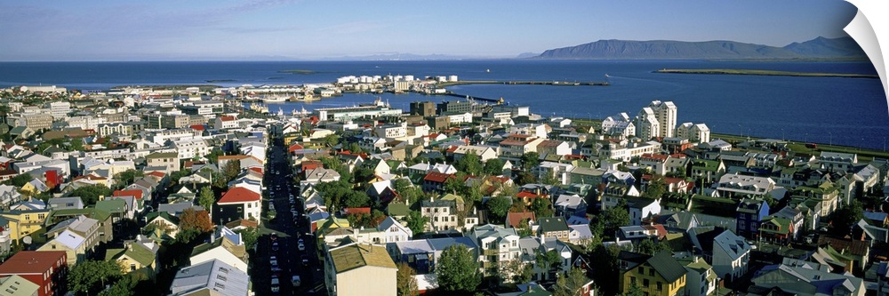 High angle view of a city, Reykjavik, Iceland