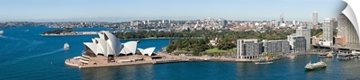 High angle view of a city, Sydney Opera House, Circular Quay, Sydney Harbor, Sydney, New South Wales, Australia