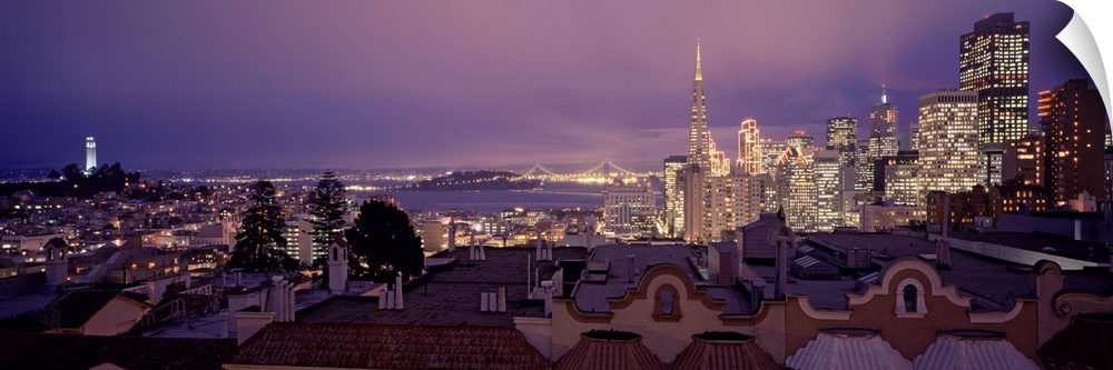 High angle view of a cityscape from Nob Hill, San Francisco, California,