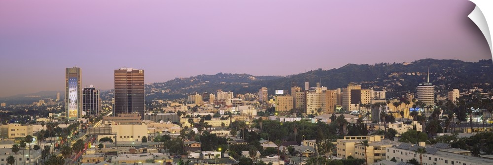 High angle view of a cityscape, Hollywood Hills, City of Los Angeles, California