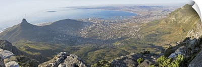High angle view of a coastline, Table Mountain, Cape town, South Africa