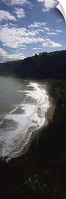High angle view of a coastline, Waipio Beach, Hamakua Coast, Big Island, Hawaii