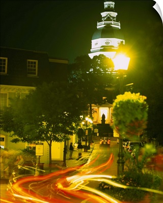 High angle view of a downtown street, Annapolis, Maryland
