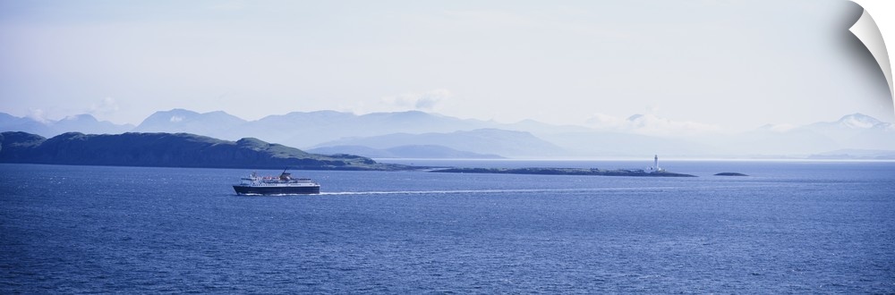 High angle view of a ferry on water, Caledonian MacBrayne, Isle of Mull, Scotland