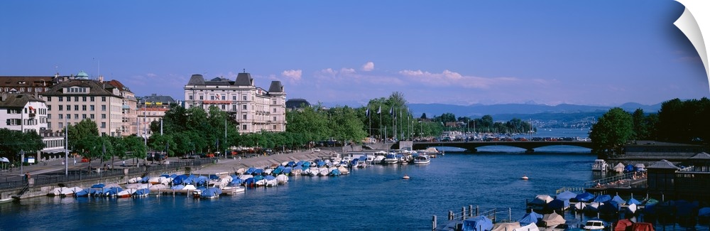High angle view of a harbor, Zurich, Switzerland