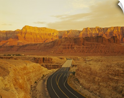 High angle view of a highway passing through a mountain range, Marble Canyon, U.S. Route 89, Vermilion Cliffs, Coconino County, Arizona