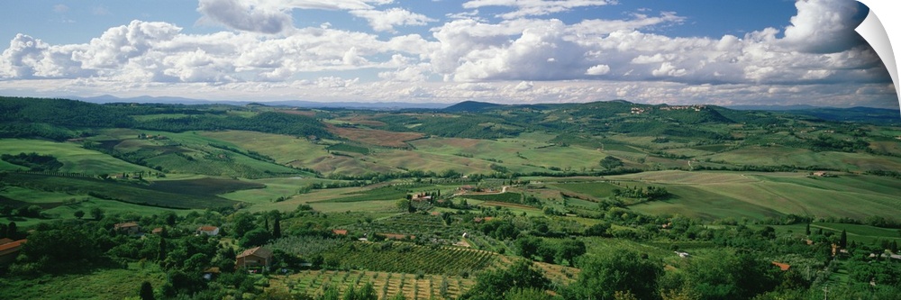 High angle view of a hilly landscape, Tuscany, Italy