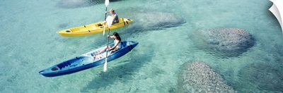 High angle view of a man and woman in a kayak, Thailand