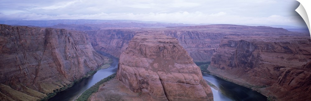 High angle view of a river flowing in a canyon, Horseshoe Bend, Glen Canyon National Recreation Area, Arizona