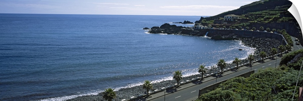 High angle view of a road along the coast, Seixal, Madeira, Portugal