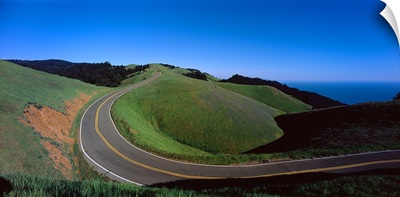 High angle view of a road passing through a landscape, Bolinas Ridge, Marin County, California,