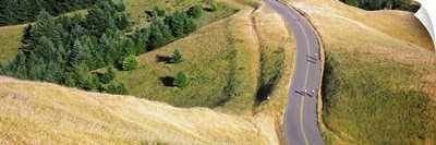 High angle view of a road running through a landscape, Mt Tamalpais, California