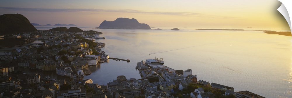High angle view of a town, Alesund, More og Romsdall, Norway