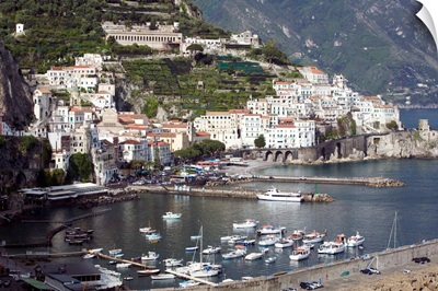 High angle view of a town, Amalfi Coast, Campania, Italy