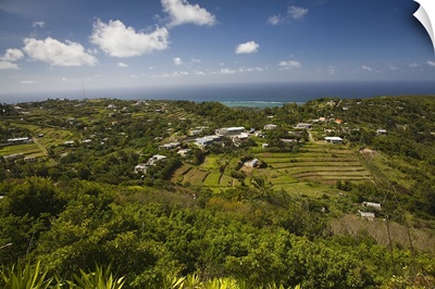 High angle view of a town at the coast, Mont Lubin, Rodrigues, Mauritius