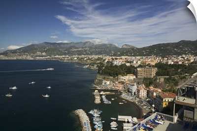 High angle view of a town at the waterfront, Marina Grande, Sorrento, Naples, Campania, Italy