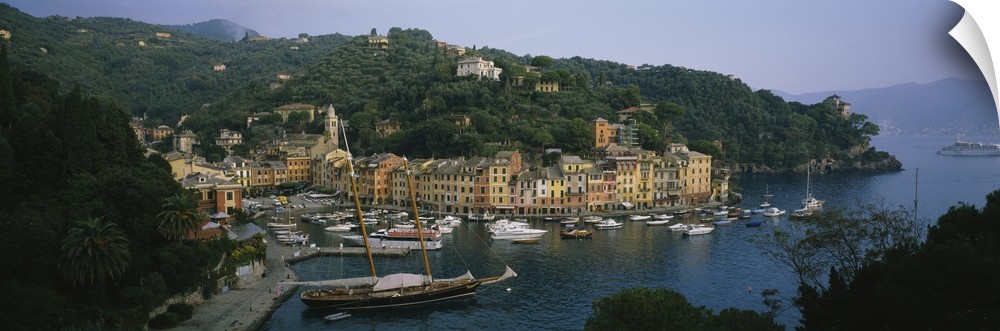 High angle view of a town, Portofino, Italy