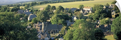 High angle view of a village, Snowshill, Cotswolds, Gloucestershire, England