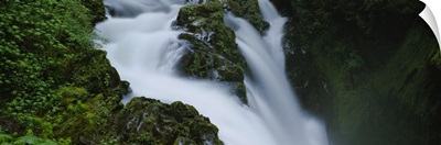 High angle view of a waterfall, Sol Duc Falls, Olympic National Park, Washington State