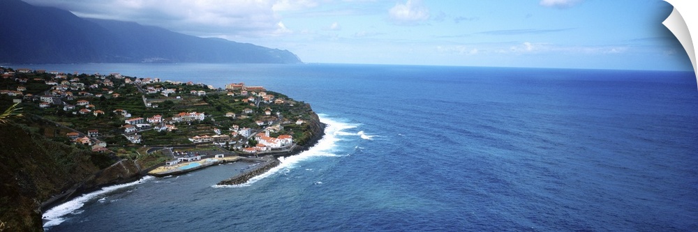 High angle view of an island, Ponta Delgada, Madeira, Portugal