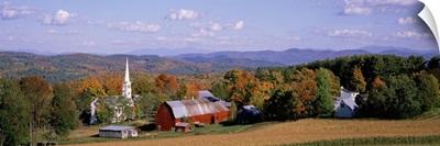 High angle view of barns in a field, Peacham, Vermont