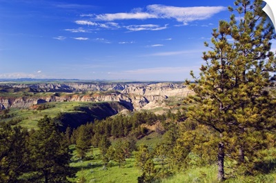 High angle view of barren bluffs of Missouri Breaks, Upper Missouri River Breaks National Monument, Montana