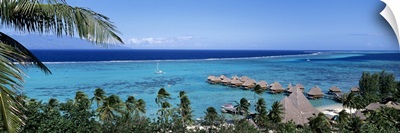 High angle view of beach huts, Kia Ora, Moorea, French Polynesia