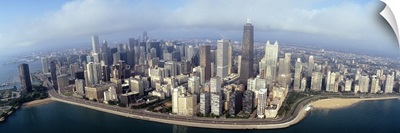 High angle view of buildings at the waterfront, Chicago, Illinois