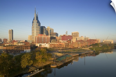 High angle view of buildings in a city, Cumberland River, Nashville, Tennessee
