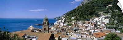 High angle view of buildings near the sea, Amalfi, Amalfi Coast, Salerno, Campania, Italy