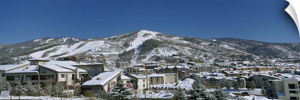 High angle view of residential buildings, Mt Warner, Steamboat Springs, Colorado
