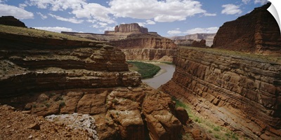 High angle view of rock formations on a landscape, Canyonlands National Park, Utah