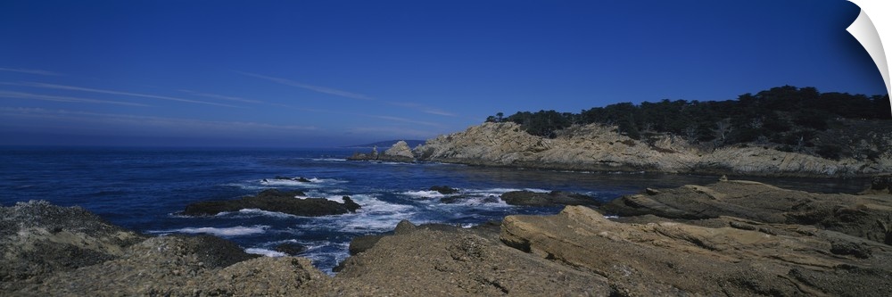 High angle view of rock formations on the coast, Point Lobos State Reserve, California