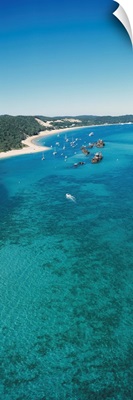 High angle view of shipwrecks, Tangalooma Wrecks, Moreton Island, Queensland, Australia