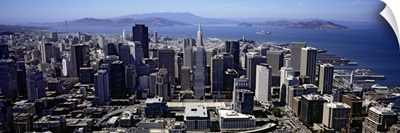High angle view of skyscrapers in a city, San Francisco, California