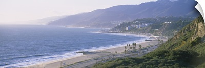 High angle view of the beach, Malibu, Pacific Palisades, Santa Monica Bay, California