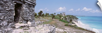 High angle view of the beach, Tulum, Yucatan Peninsula, Mexico