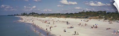 High angle view of tourist on the beach, Gulf of Mexico, Venice, Florida