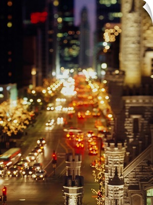 High angle view of traffic moving on the road, Chicago, Illinois