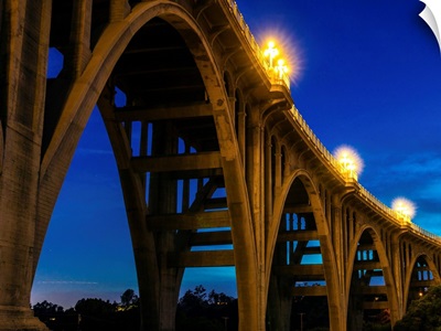 Historic Colorado Bridge Arches At Dusk, Pasadena, Ca