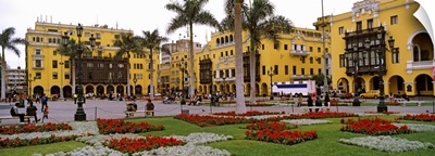 Historical buildings at Plaza-de-Armas, Historic Centre, Lima, Peru, South America